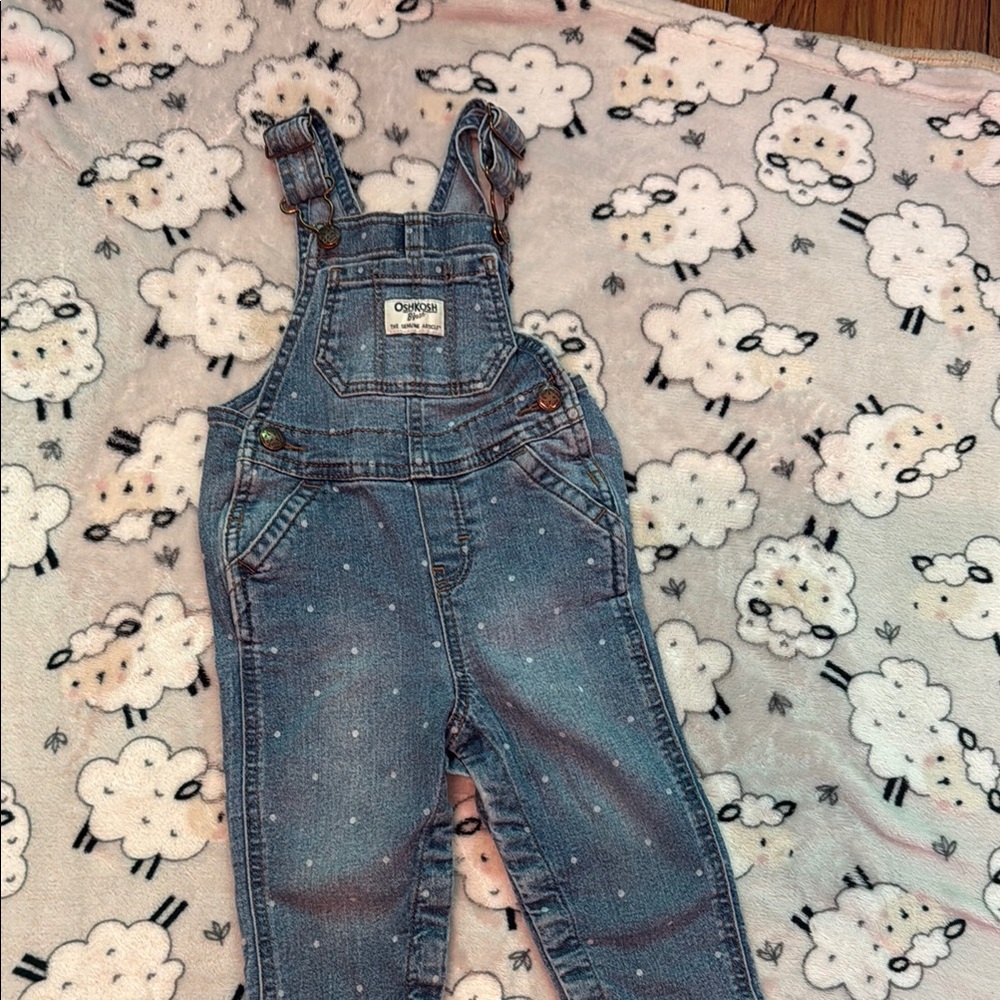 OshKosh B'gosh Denim Overalls with White Dots